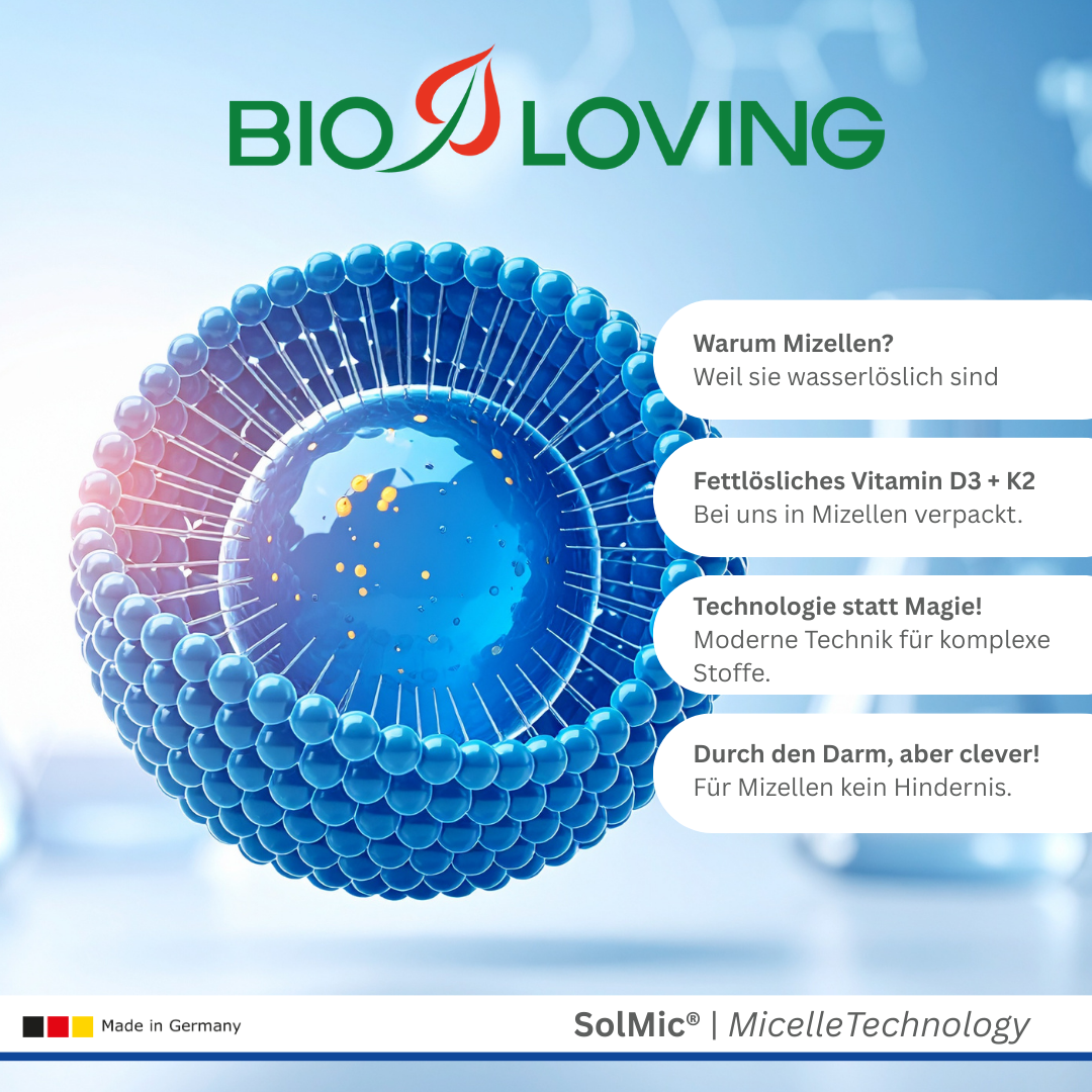 Bioloving Vitamin D3+K2 Spray | 30 ml | flüssiges 25 µg (1000 I.E.) Vitamin D3 & 25 µg Vitamin K2