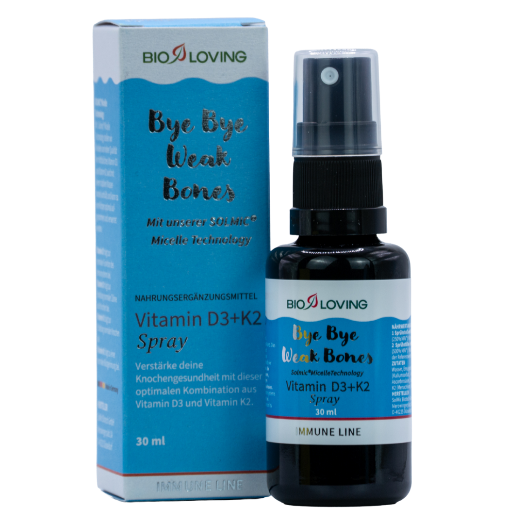 Bioloving Vitamin D3+K2 Spray | 30 ml | flüssiges 25 µg (1000 I.E.) Vitamin D3 & 25 µg Vitamin K2