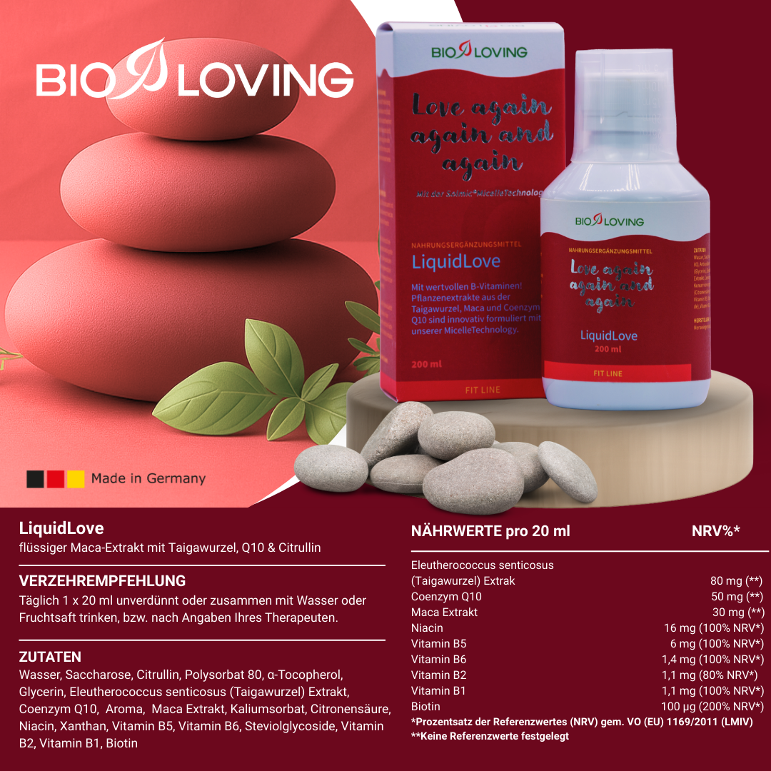 LiquidLove | 200 ml | soluble dans l'eau avec de la citrulline, de la racine de ginseng sibérien et du Q10
