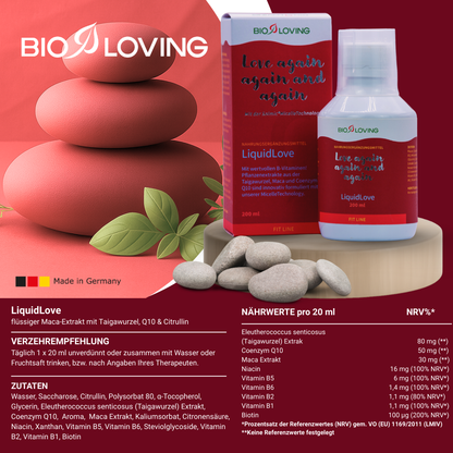 LiquidLove | 200 ml | soluble dans l'eau avec de la citrulline, de la racine de ginseng sibérien et du Q10