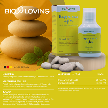 LiquidUlax | 200 ml | wasserlöslich mit Chanca Piedra- & Cranberry Extrakt | wasserlöslich mit Solmic® MicelleTechnology