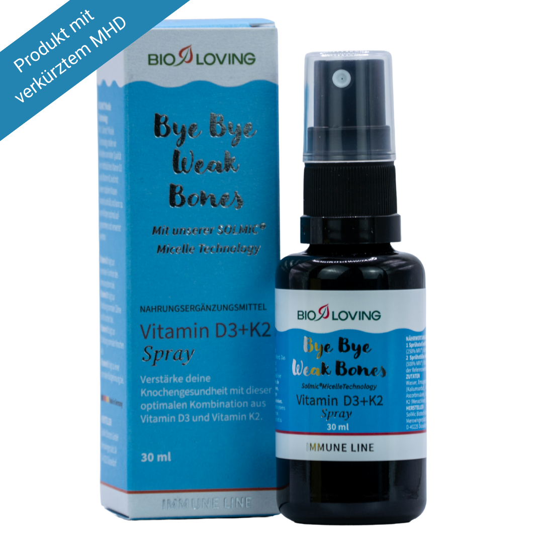 Bioloving Vitamin D3+K2 Spray | 30 ml | flüssiges 25 µg (1000 I.E.) Vitamin D3 & 25 µg Vitamin K2